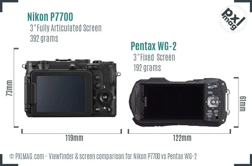 Nikon P7700 vs Pentax WG-2 Screen and Viewfinder comparison