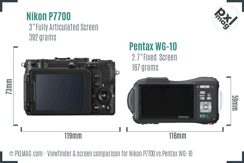 Nikon P7700 vs Pentax WG-10 Screen and Viewfinder comparison