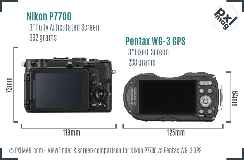 Nikon P7700 vs Pentax WG-3 GPS Screen and Viewfinder comparison