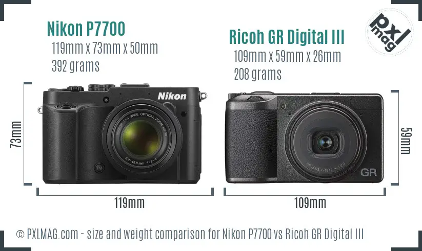 Nikon P7700 vs Ricoh GR Digital III size comparison