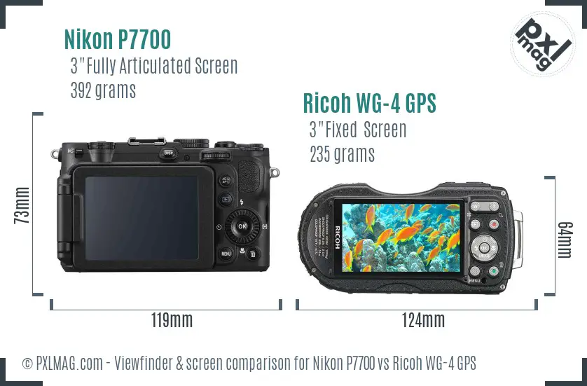 Nikon P7700 vs Ricoh WG-4 GPS Screen and Viewfinder comparison