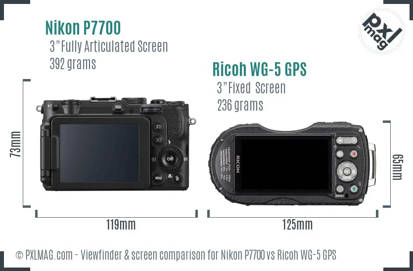 Nikon P7700 vs Ricoh WG-5 GPS Screen and Viewfinder comparison Nikon P7700 vs Ricoh WG-5 GPS Screen and Viewfinder comparison