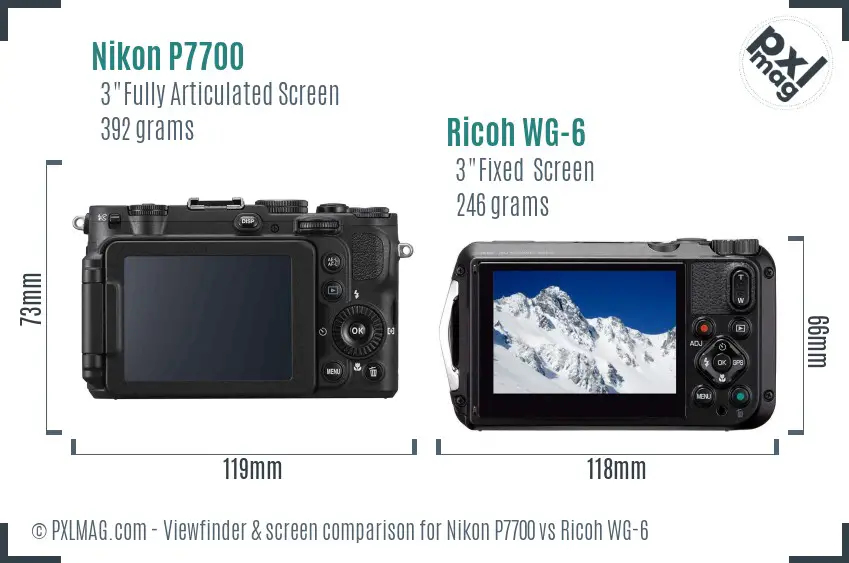 Nikon P7700 vs Ricoh WG-6 Screen and Viewfinder comparison
