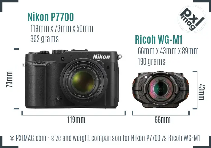Nikon P7700 vs Ricoh WG-M1 size comparison Nikon P7700 vs Ricoh WG-M1 size comparison