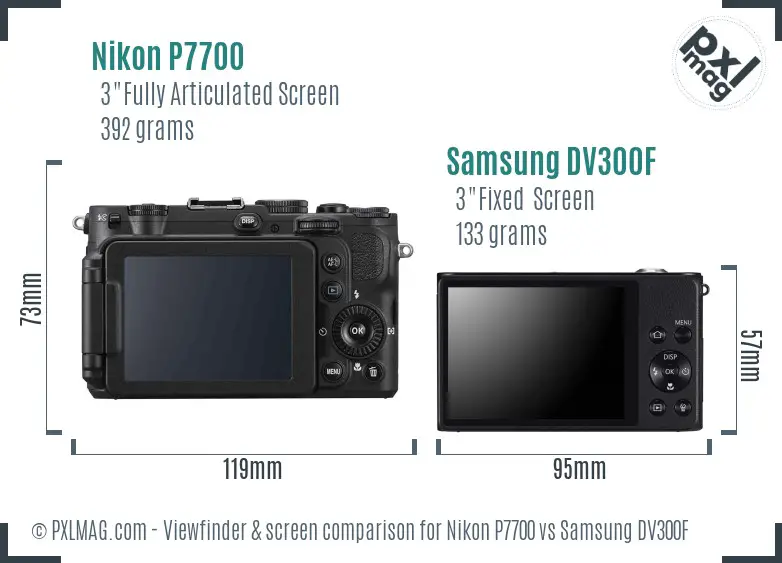 Nikon P7700 vs Samsung DV300F Screen and Viewfinder comparison