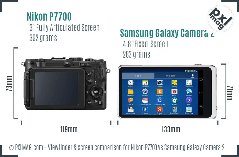 Nikon P7700 vs Samsung Galaxy Camera 2 Screen and Viewfinder comparison