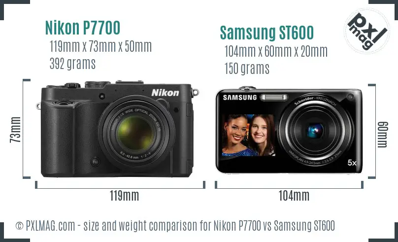 Nikon P7700 vs Samsung ST600 size comparison