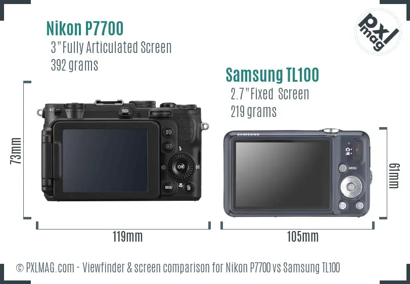 Nikon P7700 vs Samsung TL100 Screen and Viewfinder comparison