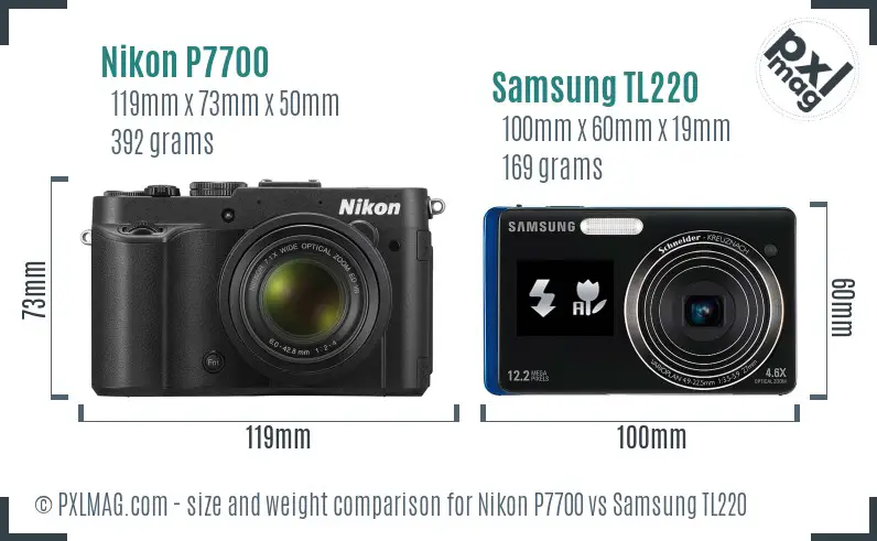Nikon P7700 vs Samsung TL220 size comparison