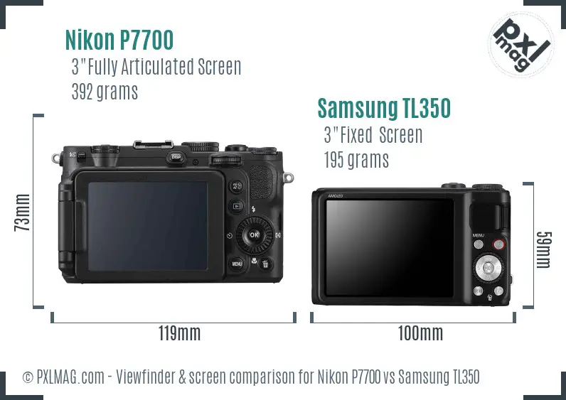 Nikon P7700 vs Samsung TL350 Screen and Viewfinder comparison