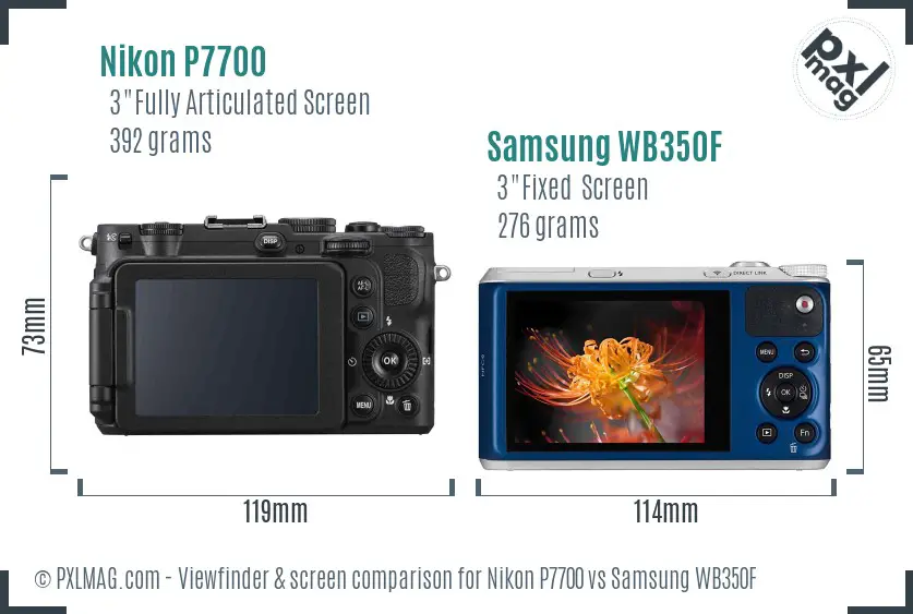 Nikon P7700 vs Samsung WB350F Screen and Viewfinder comparison Nikon P7700 vs Samsung WB350F Screen and Viewfinder comparison
