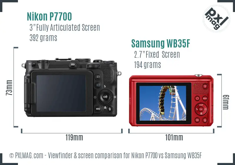 Nikon P7700 vs Samsung WB35F Screen and Viewfinder comparison Nikon P7700 vs Samsung WB35F Screen and Viewfinder comparison