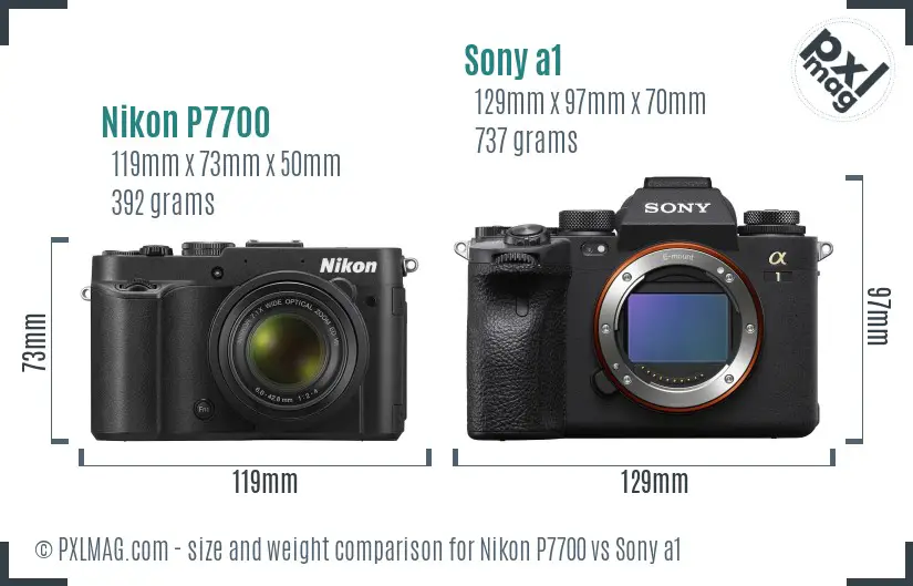 Nikon P7700 vs Sony a1 size comparison Nikon P7700 vs Sony a1 size comparison