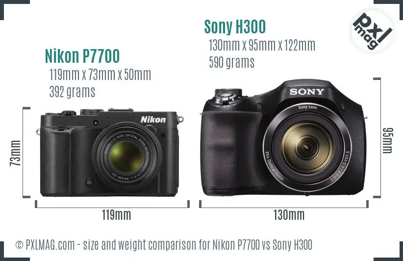 Nikon P7700 vs Sony H300 size comparison Nikon P7700 vs Sony H300 size comparison