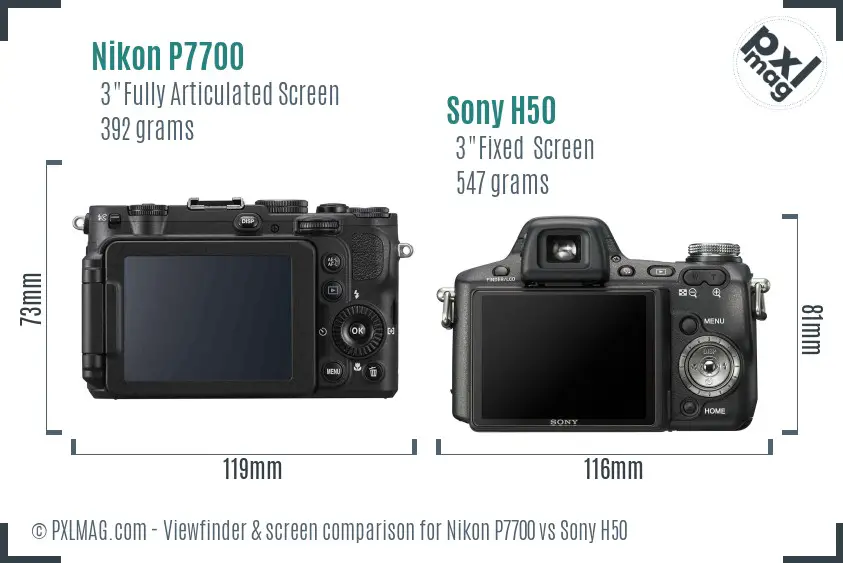 Nikon P7700 vs Sony H50 Screen and Viewfinder comparison Nikon P7700 vs Sony H50 Screen and Viewfinder comparison