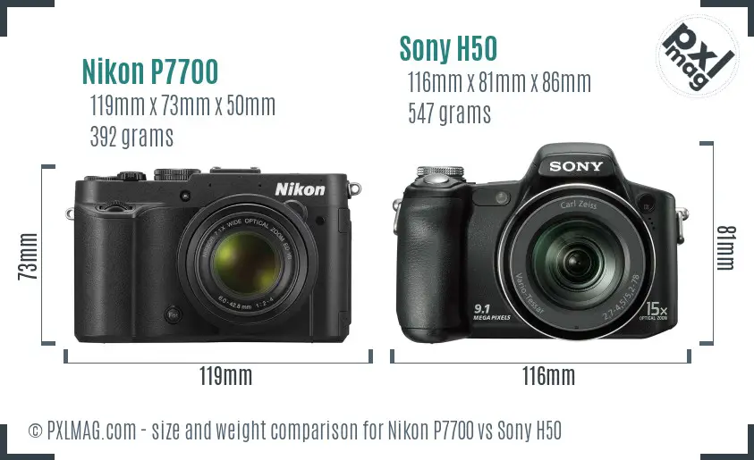 Nikon P7700 vs Sony H50 size comparison Nikon P7700 vs Sony H50 size comparison