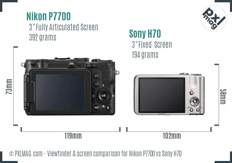Nikon P7700 vs Sony H70 Screen and Viewfinder comparison