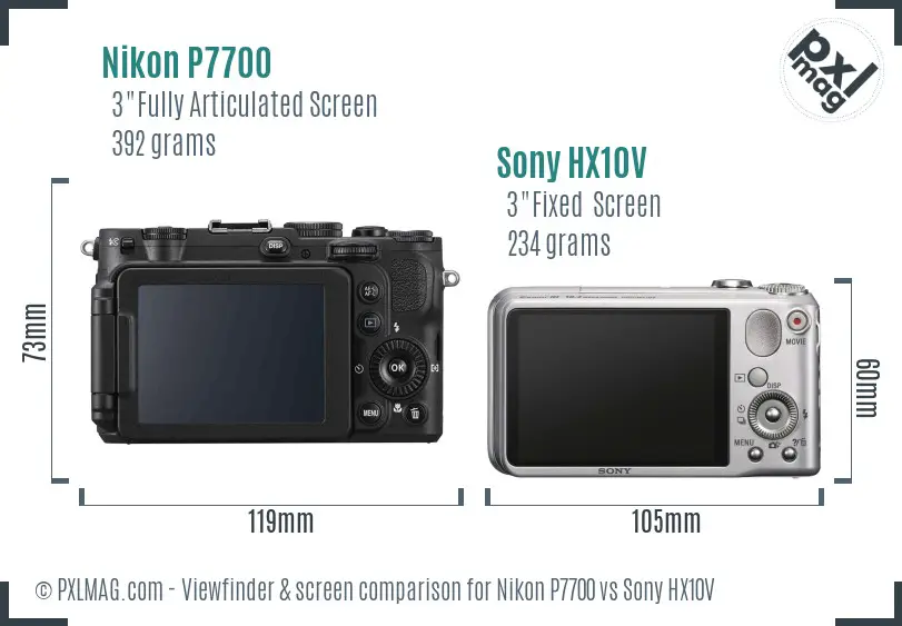 Nikon P7700 vs Sony HX10V Screen and Viewfinder comparison