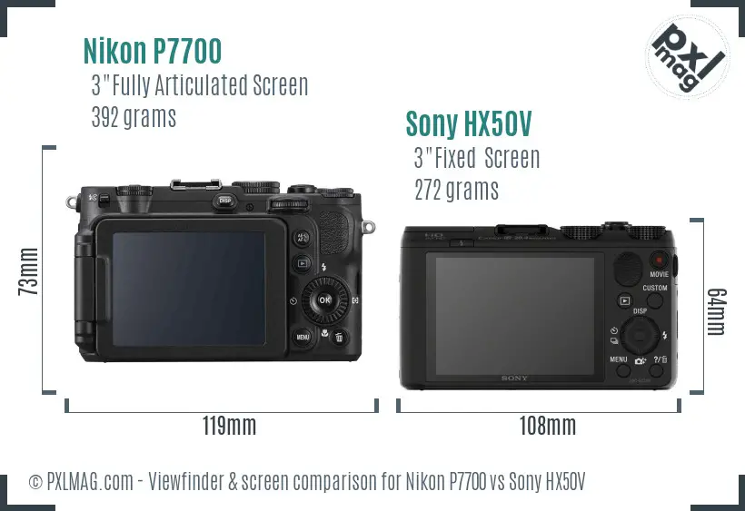 Nikon P7700 vs Sony HX50V Screen and Viewfinder comparison