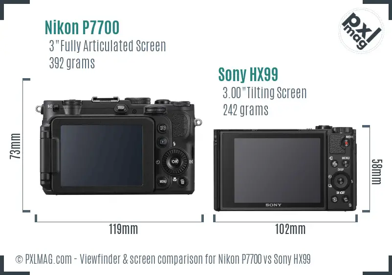 Nikon P7700 vs Sony HX99 Screen and Viewfinder comparison Nikon P7700 vs Sony HX99 Screen and Viewfinder comparison