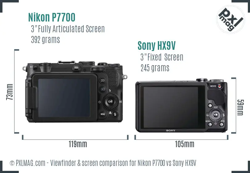 Nikon P7700 vs Sony HX9V Screen and Viewfinder comparison