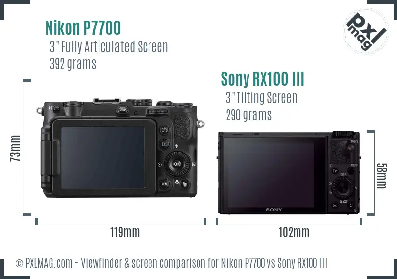 Nikon P7700 vs Sony RX100 III Screen and Viewfinder comparison Nikon P7700 vs Sony RX100 III Screen and Viewfinder comparison