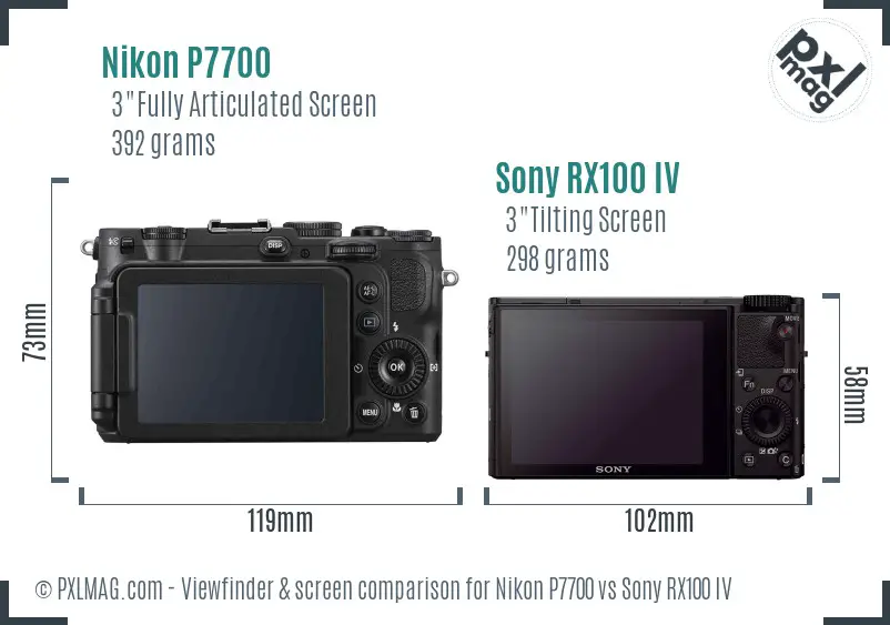 Nikon P7700 vs Sony RX100 IV Screen and Viewfinder comparison Nikon P7700 vs Sony RX100 IV Screen and Viewfinder comparison