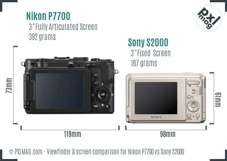 Nikon P7700 vs Sony S2000 Screen and Viewfinder comparison