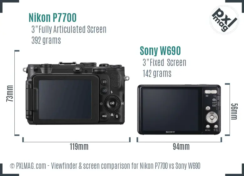Nikon P7700 vs Sony W690 Screen and Viewfinder comparison