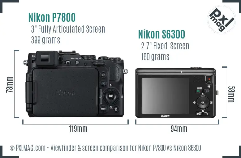 Nikon P7800 vs Nikon S6300 Screen and Viewfinder comparison