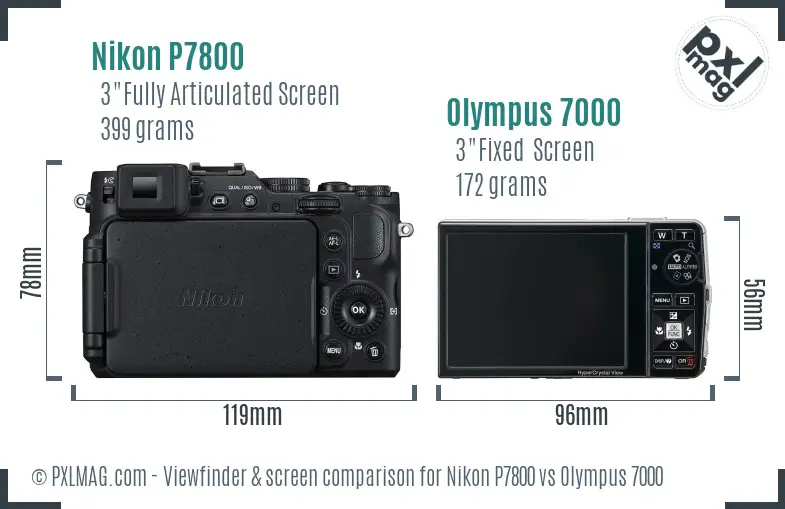 Nikon P7800 vs Olympus 7000 Screen and Viewfinder comparison