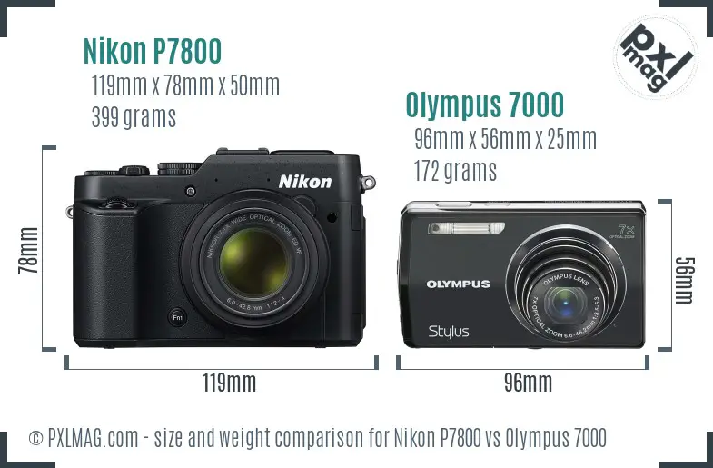 Nikon P7800 vs Olympus 7000 size comparison