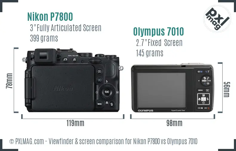 Nikon P7800 vs Olympus 7010 Screen and Viewfinder comparison