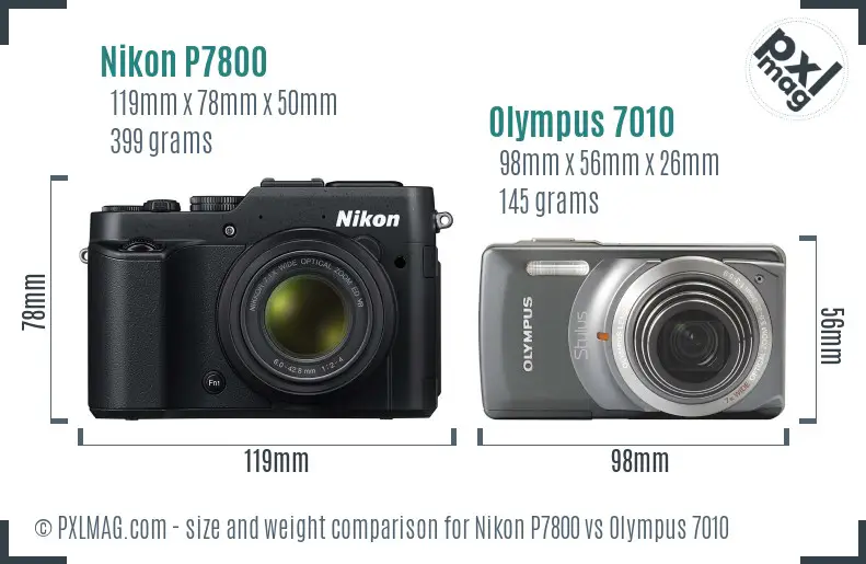 Nikon P7800 vs Olympus 7010 size comparison