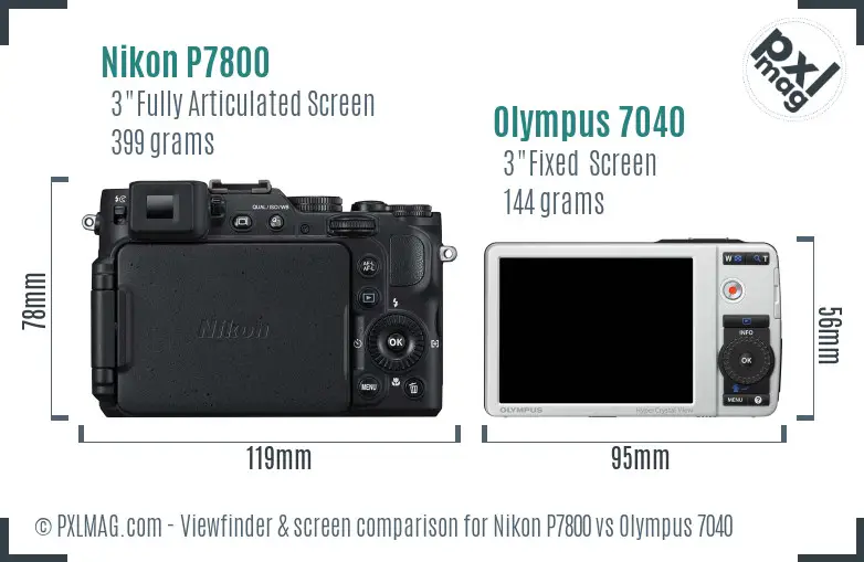 Nikon P7800 vs Olympus 7040 Screen and Viewfinder comparison