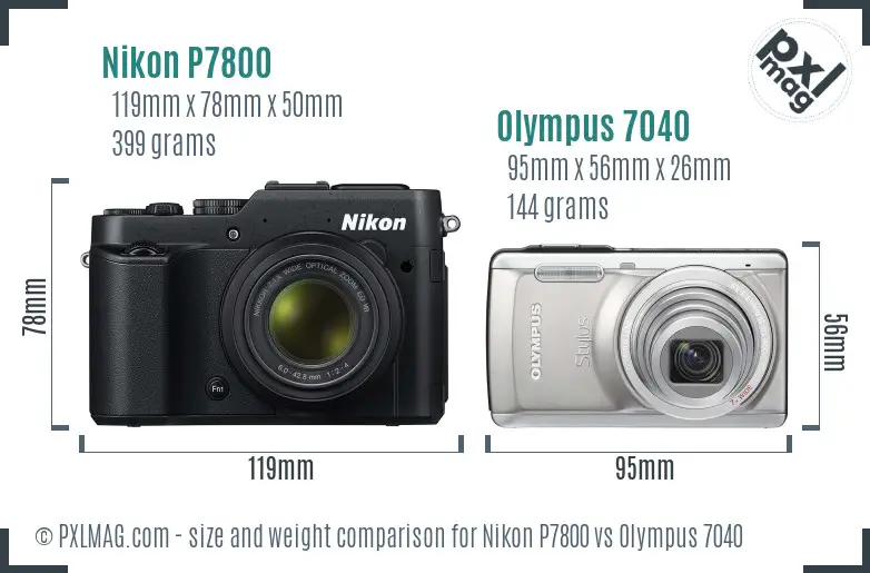 Nikon P7800 vs Olympus 7040 size comparison