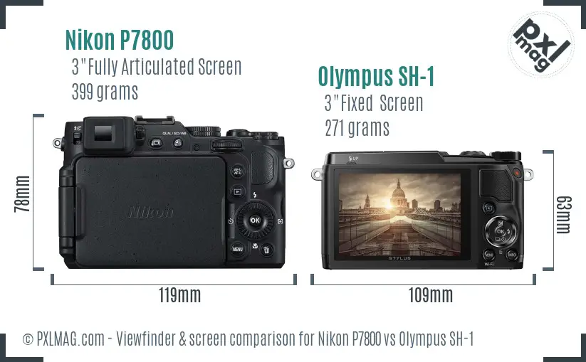 Nikon P7800 vs Olympus SH-1 Screen and Viewfinder comparison Nikon P7800 vs Olympus SH-1 Screen and Viewfinder comparison