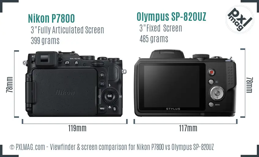 Nikon P7800 vs Olympus SP-820UZ Screen and Viewfinder comparison Nikon P7800 vs Olympus SP-820UZ Screen and Viewfinder comparison