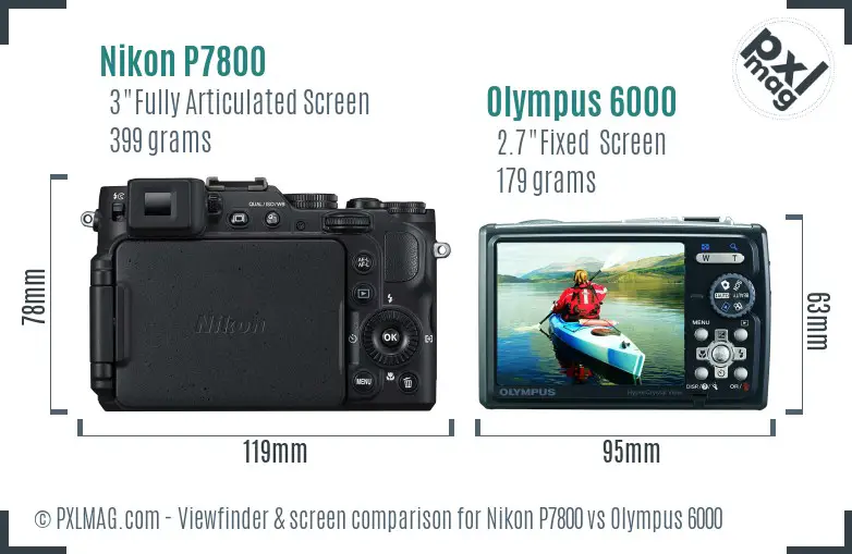 Nikon P7800 vs Olympus 6000 Screen and Viewfinder comparison