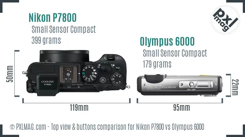Nikon P7800 vs Olympus 6000 top view buttons comparison