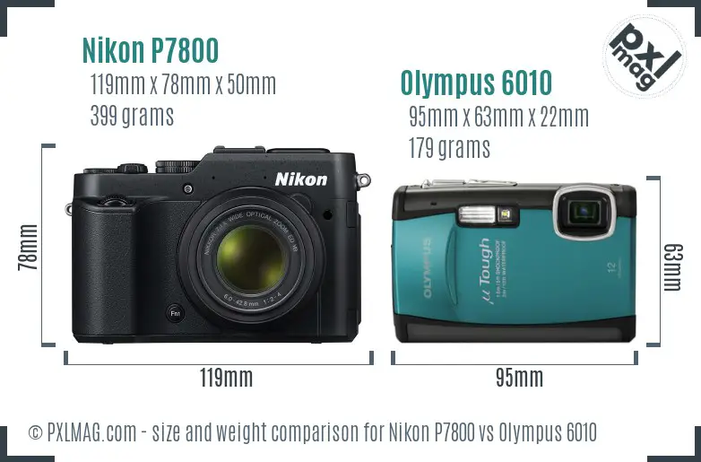 Nikon P7800 vs Olympus 6010 size comparison Nikon P7800 vs Olympus 6010 size comparison