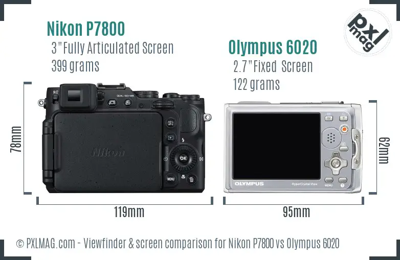 Nikon P7800 vs Olympus 6020 Screen and Viewfinder comparison