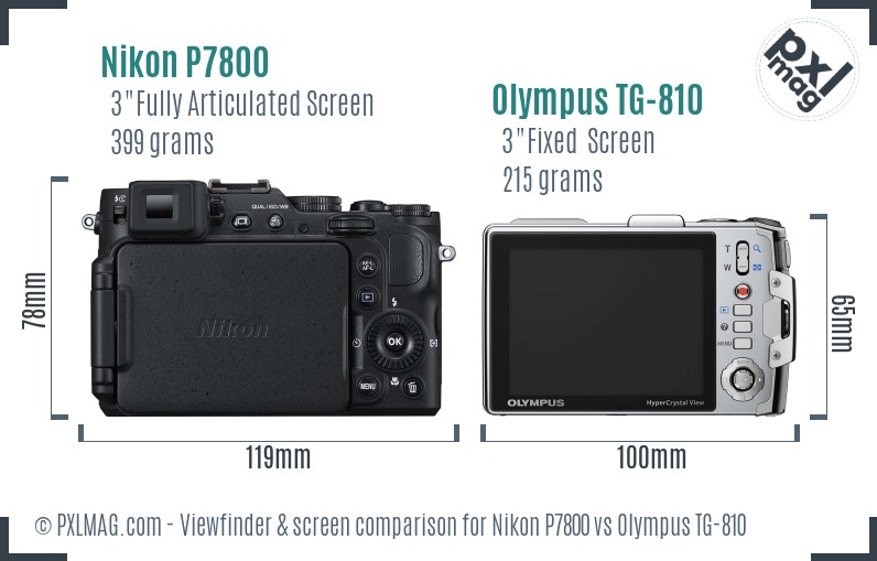 Nikon P7800 vs Olympus TG-810 Screen and Viewfinder comparison