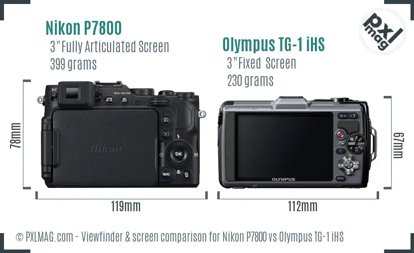 Nikon P7800 vs Olympus TG-1 iHS Screen and Viewfinder comparison