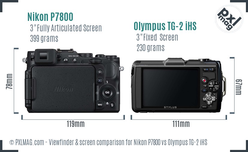 Nikon P7800 vs Olympus TG-2 iHS Screen and Viewfinder comparison