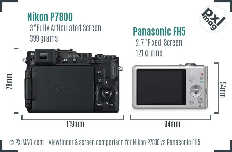 Nikon P7800 vs Panasonic FH5 Screen and Viewfinder comparison
