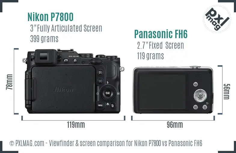 Nikon P7800 vs Panasonic FH6 Screen and Viewfinder comparison