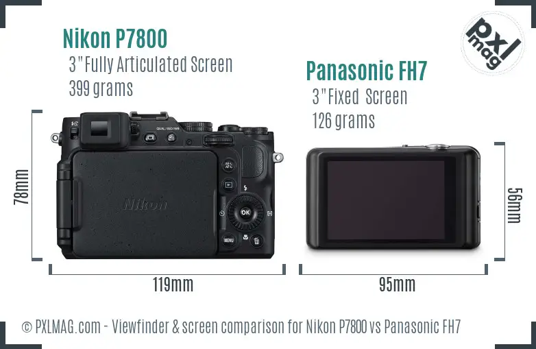 Nikon P7800 vs Panasonic FH7 Screen and Viewfinder comparison