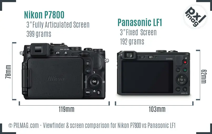 Nikon P7800 vs Panasonic LF1 Screen and Viewfinder comparison