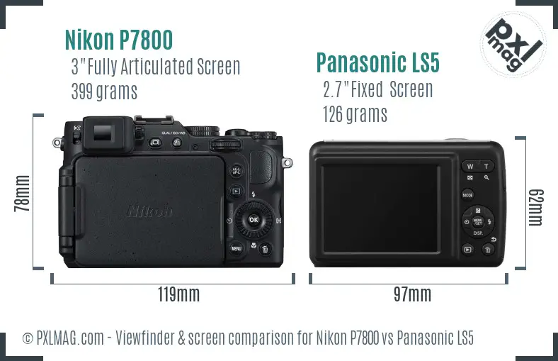 Nikon P7800 vs Panasonic LS5 Screen and Viewfinder comparison